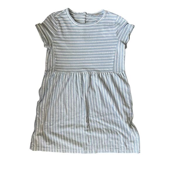 LOFT Blue White Striped Babydoll Dress Sz Medium - Picture 4 of 8